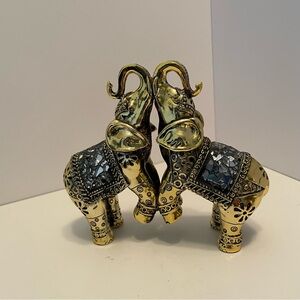 Golden Elephant Pair Figurine Legs And Trunks Attached